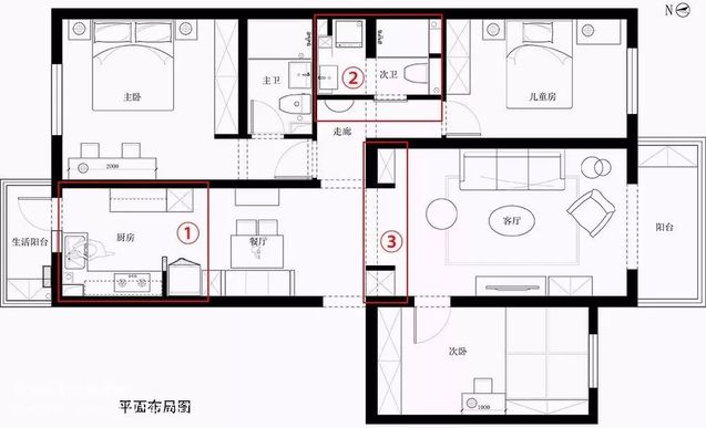 115平米北歐風(fēng)格三居室裝修效果圖